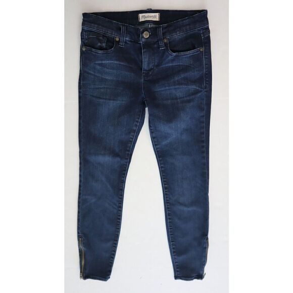 Madewell Women's Sz 25 Dark Wash Skinny Skinny Ankle Zip Denim Jeans $128 - Picture 1 of 9